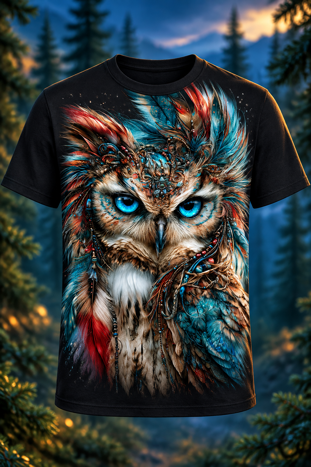 Blue-Eyed Owl Tee mockup